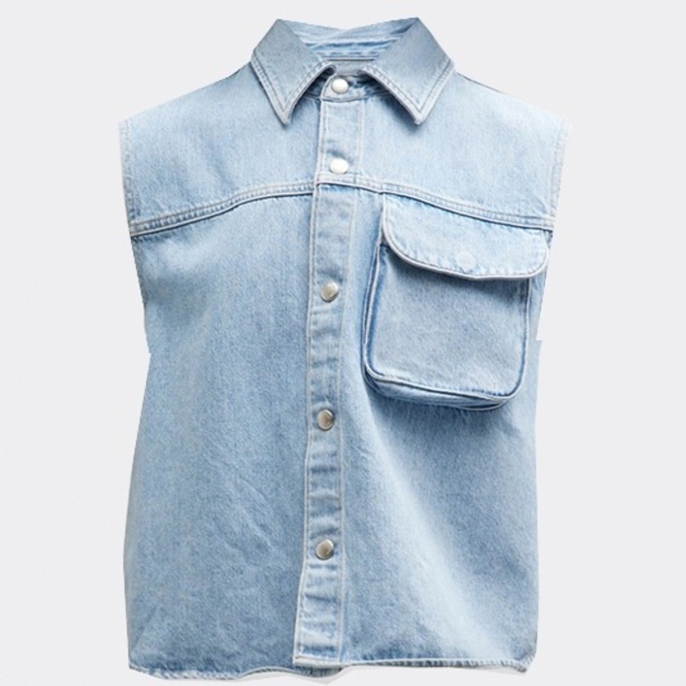 Agolde 100% Organic Cotton Womens Denim Vest Y2K Indie Sleaze Western Size M - Picture 2 of 14